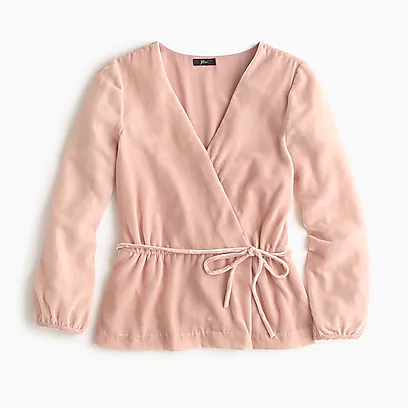 JCrew促销Faux-wrap top in drapey velvet