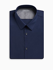 CK男装x fit ultra slim fit solid point collar dress shirt