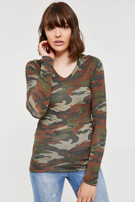 历史低价！Ardene上装Camo V-Neck Top