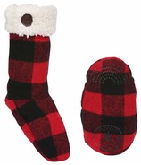 well假日折扣Kombi The Sherpa Sock Children Red Buffalo Plaid