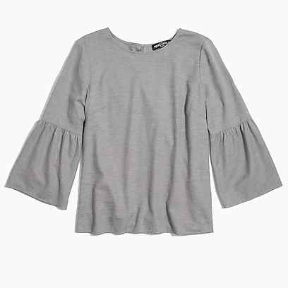 JCrew工厂店Flannel bell-sleeve top