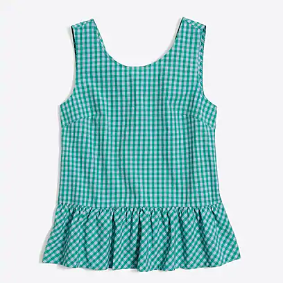 JCrew工厂店Printed bow-back peplum tank top