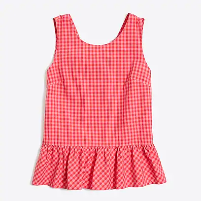 JCrew工厂店Printed bow-back peplum tank top