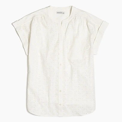 JCrew工厂店Eyelet camp shirt