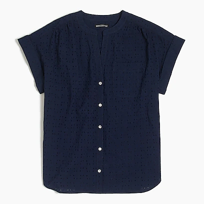 JCrew工厂店Eyelet camp shirt