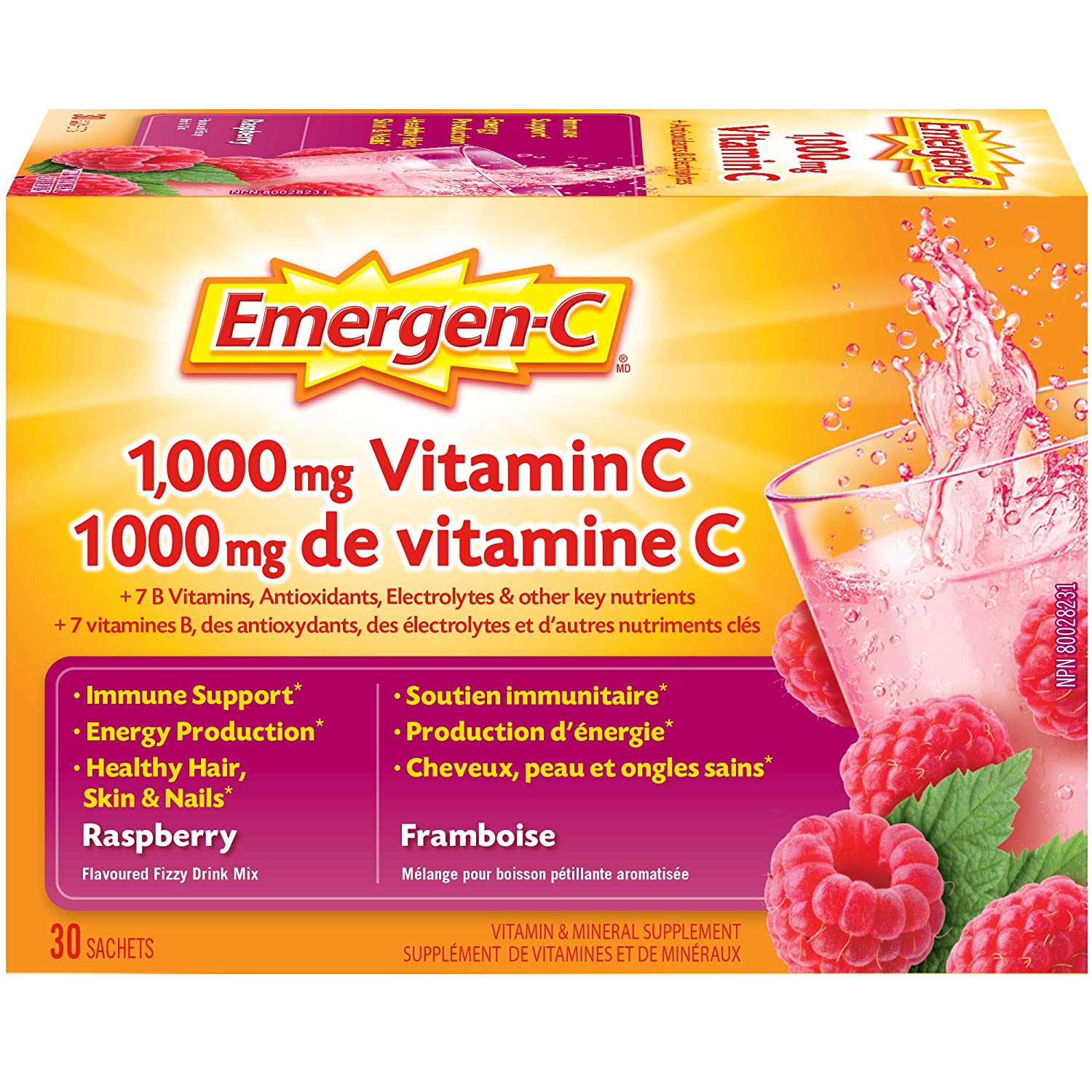 增强抵抗力，预防感冒！Emergen-C 覆盆子味 维他命C 冲剂