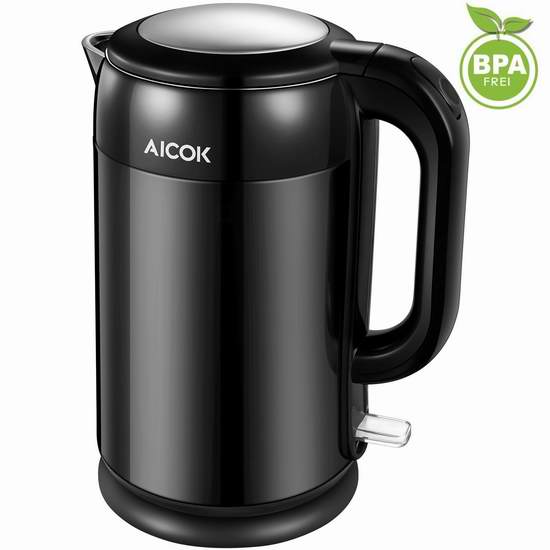 惊爆价！Aicok 1.7升不锈钢双壁保温电热水壶 26.98加元包邮！